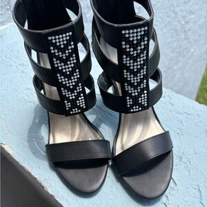 Michael Antonio Black Beaded Sandal Heels